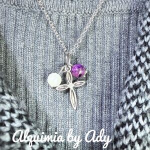 925 silver necklace cross and purple turquoise necklace